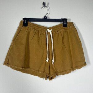 NWT! Volcom Strutin Stone Short Bonze Women’s Size L (14) Frayed Bottom Stretch